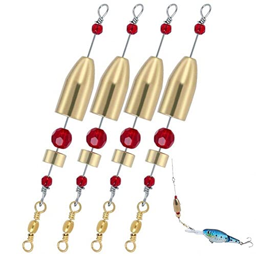 bopely Fishing Carolina Rigs for Fishing Saltwater, 4 Pcs Brass Pre Rigged Carolina Rigs Kit, Fishing Weights Weights Carolina Keeper
