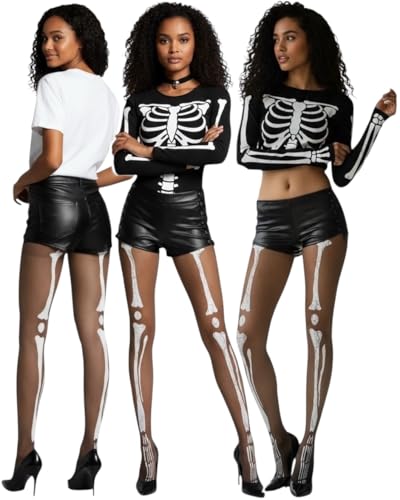 Image of ToBeInStyle Women's Scary Skeleton Leg Bones Halloween Hosiery Tights & Thigh High Stockings