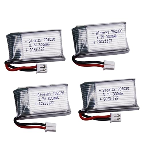 Blomiky 4 Pack 3.7V 1S 300mAh Lipo Battery with Ph2.0 Plug and 2 USB Cable Suitable for Some Kind of MIni Nano RC Quadcopter Drone / 3.7V 300mAh Ph2.0