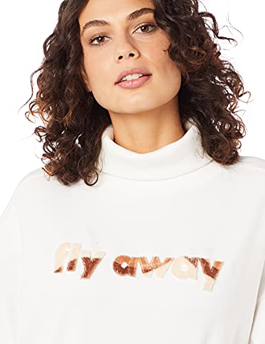 Forum Blusa de moletom Bordado Feminino, M, Off Shell