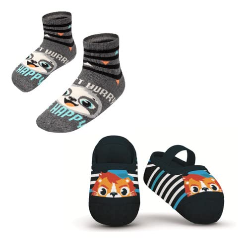 Kit Meia Antiderrapante Bebe Sola Menino Emborrachado Puket