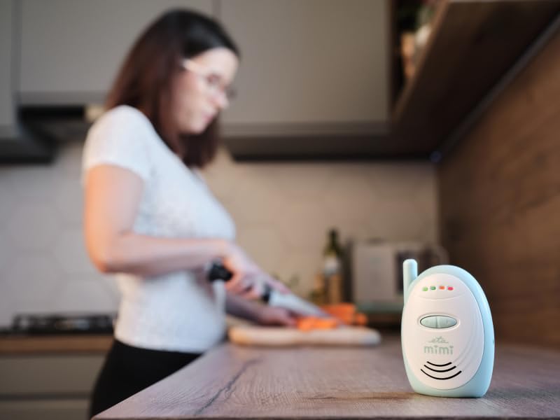 ETA Baby monitor Mimi - Baby Monitor audio 2,4 GHz con sistema FHSS, portata fino a 300 m, modalità Eco, comunicazione usa e getta, segnale debole e rilevamento della batteria