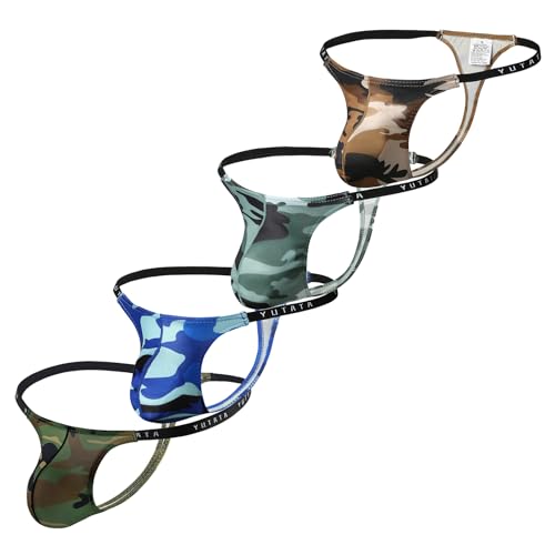 Men's Camouflage Thong Underwear Low Rise Sexy G-String Panties Bulge Pouch T-Back Thongs