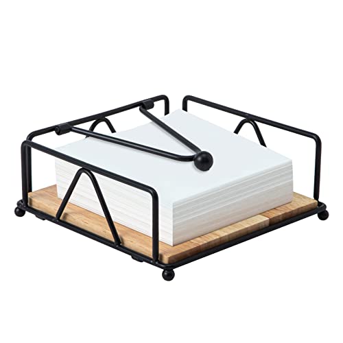 Square-Napkin-Holder-Durable-Table-Napkin-Holder-with-Weighted-Arm-Metal-Napkin-Holder-with-Wooden-Base-Farmhouse-Napkin-Holder-for-Table-Kitchen-and-Countertops-Black