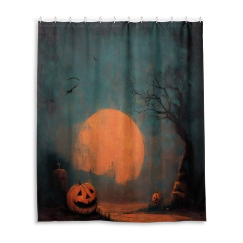 DUOBU Halloween Background Shower Curtain Washable Waterproof Fabric Bath Curtain 60x72Inch Shower Curtains with Hooks for Bathroom Decor