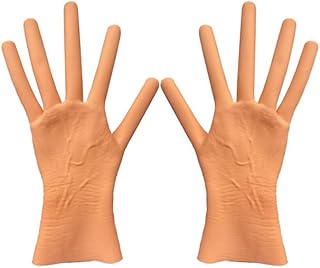 Hot Dog Fingers Skeleton Gloves Halloween Costume Gloves Party Cosplay Skull Gothic Gloves Horror Bone Gloves Dress up Devil Witch Finger Gloves Party Favors Hot Dog Letex Masquerade Vampire Gloves, Yellow, One Size