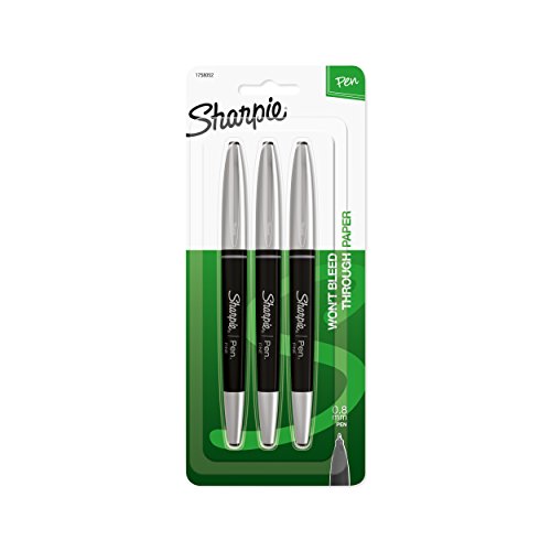 SHARPIE Grip Pens, Fine Point, 3-Pack, Black (1758052)