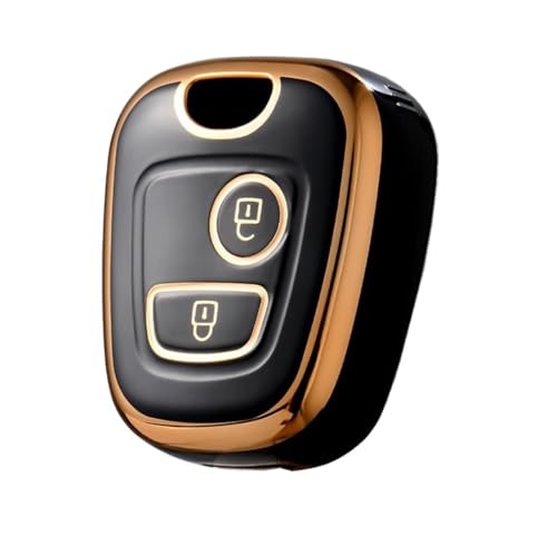 Capa para chave de TPU de 2 botões, compatível com Peugeot 107 206 SW CC 406 307, protetor suave para chave Citroen Berlingo C1 C2 C3 (preto)