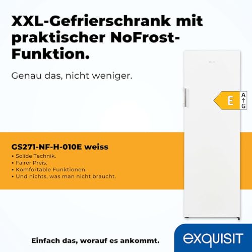 Foto von Exquisit Gefrierschrank GS271-NF-H-010E weiss | Gefrierschrank NoFrost 194 l Volumen | Tiefkühlschrank mit 5 Schubladen | Schnellgefrieren