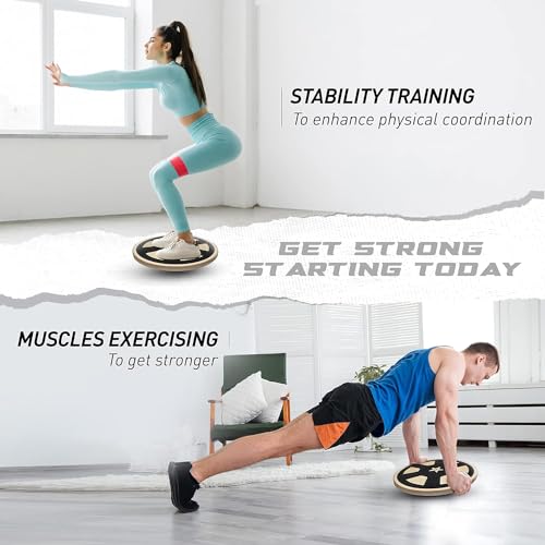 Image of Yes4All Versatile Wooden Wobble Balance Board, Balance Trainer for Mobility Training, Standing Desk, Core Training, Exercise Balance Stability Trainer