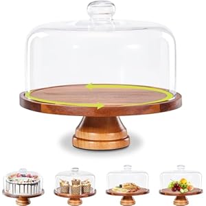 Yangbaga Glass Cake Stand with Lid,...
