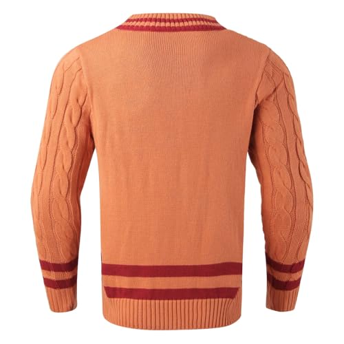 Men's V Neck Sweater Striped Cable Knit Pullover Sweater Casual Long Sleeve Twist Patterned Sweaters3