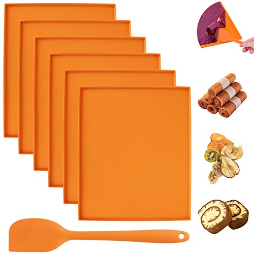 Lot de 6 feuilles de déshydrateur carrées en silicone avec grattoir en silicone, 30.5 cm, plateaux de déshydrateur de fruits, légumes, herbes