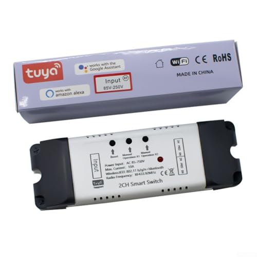 Honseadek Controlador de puerta de garaje para módulo WiFi con control remoto y compatibilidad con asistente de voz, 2.4 GHz, CC/CA 7-32 V, entrada USB de 5 V, corriente máxima de 2200 W/10 A, blanco