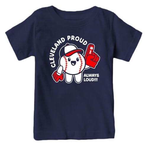 Cleveland Proud Always Loud Kids T-Shirt for Baseball Fans (Navy Shirt YXS)