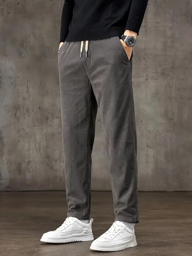Image of Samfor Men's Comfortable Corduroy Pants | Relaxed Fit Stretch Waist Trousers for Everyday Wear