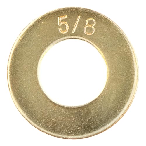 Image of 5 /8 inch (50 Pack) Grade 8 SAE Washer, Thru-Hardened, Yellow Zinc by Makers Bolt