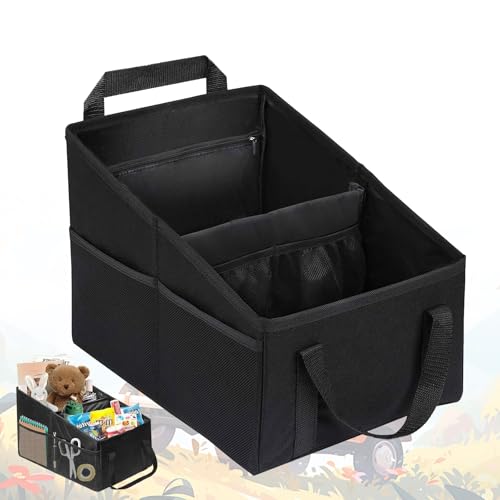 Srup Boîte de rangement pour siège passager - Pliable - Pour siège arrière - Organiseur de siège arrière pour enfants - Organiseur de coffre (noir)