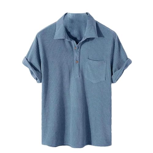 Chemise vintage homme en couleur unie à manches courtes finitions haute qualité