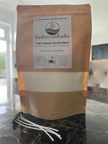 Plant-Based Candle Sand Wax Kit, 400g, with Wicks, Pure White Vegan, Sustainable Sourced, Scent-Free