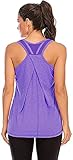 Nekosi Laufshirt Für Damen Atmungsaktives Netz Rücken Sportshirt Mädchen Yoga Training Jogging Sport Tops Lila Klein