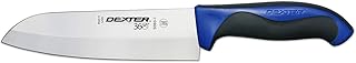 Dexter Russell S360-7C-PCP Dexter 360 36004C Santoku Knife, 7" Stamped Straight Edge High Carbon Stain-Free Steel Blade, Blue Polypropylene Santoprene Handle, Chef Chopping Knife, NSF Certified
