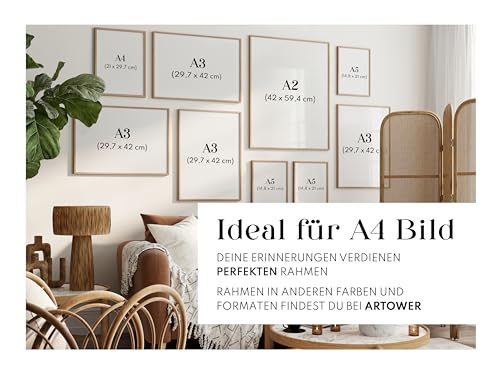 Artower® Bilderrahmen für DIN A4 21 x 30 cm Natur Holz Eiche Dünner Rahmen | Posterrahmen Groß Collage | Picture Frame 21 x 29,7cm | Holzrahmen| Holzbilderrahmen Poster Echtholz