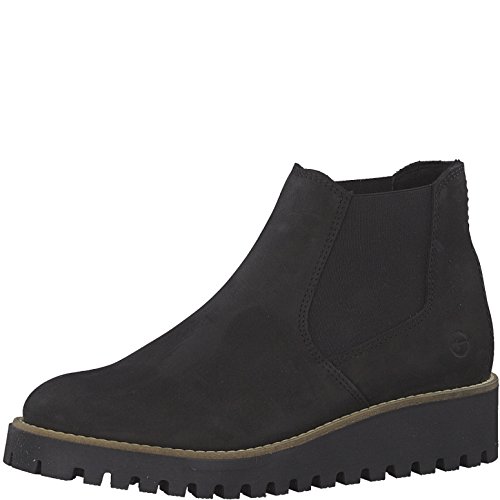Tamaris Damen Chelsea Boots 25471-21,Frauen Stiefel,Halbstiefel,Stiefelette,Bootie,Schlupfstiefel,hoch,Keilabsatz 4cm,Black,EU 41