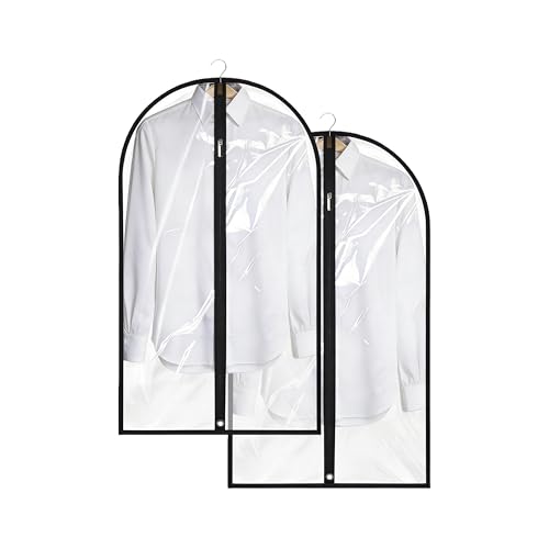 LXLOVESM Garment Bags for Hanging Clothes, 45'' Suit Bag Cover for Storage and Travel, Dress Bags for Gowns Long, 2 Pack (Clear)