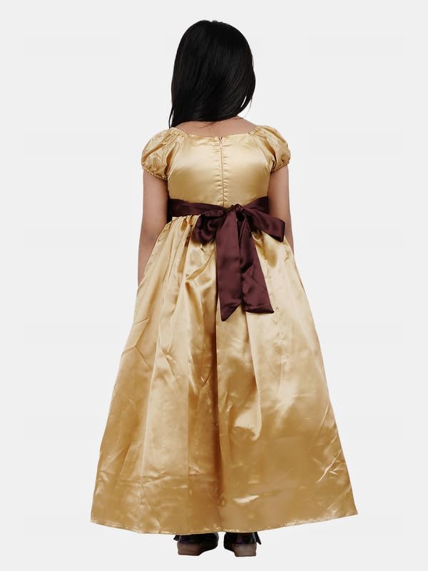 Image of Ripening Baby Girls' Poly Satin Puffed Cap Sleeves and A Square Neckline Gown