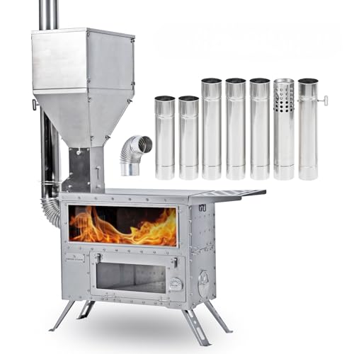 Green Stove Outdoor Camping Stove with Oven, Multi-Fuel Tent Stove