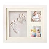 Baby Hand and Footprint Kit Impression Compound with White Picture Frame Cardboard,Memory Photo Frame Baby Gifts for Newborn Boys & Girls, Personalized Baby Milestone New Mum Gifts