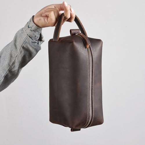 Pochette en cuir véritable batterie externe et étui de protection compact café - 4