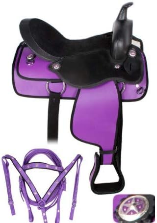 Western Barrel Racing Handmade Synthetic Cordura Horse Saddle Lightweight Trail Tack Equestrian Get Matching Headstall, Breastplate & REINS, Size: 10-18 inches Seat, DD24