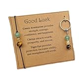 Kysin Chiys Healing Gemstone Bracelet Keychain Emotional Support Gemstone Bracelet & Keychain Set Healing Crystal Bracelet for Anxiety Ideal Gift for Friend Lover - Good Luck