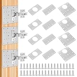 Mivanta 12 Stück Scharnier Reparaturset mit Schrauben, Edelstahl Scharnier Reparaturplatte für Küchenschrank Tür, Seitenscharnierplatte Möbel Reparatur Kit