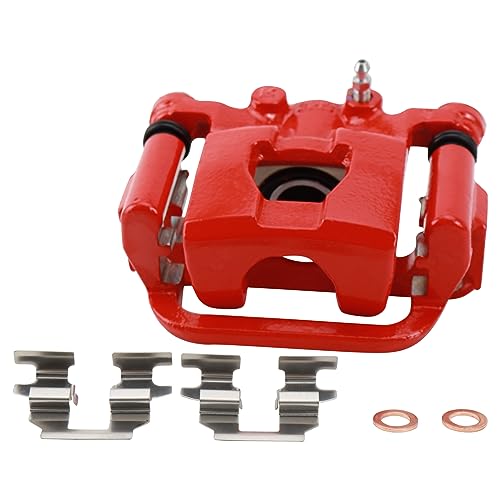 Image of TRQ Rear Brake Caliper Set Painted Red Brackets Compatible with 2007-2012 Nissan Altima 2007-2008 Maxima