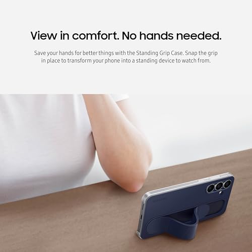 Image of SAMSUNG Galaxy S25 FE Standing Grip Phone Case, Protective Cover with Stand, Hands Free, Secure Grip, Soft, Comfortable Design, US Version, Light Blue