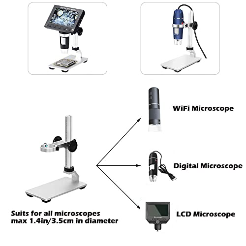 Image of Universal Microscope Stand Pro, Stable Professional Aluminum Alloy Scope Base Holder Support Bracket for Max Diameter 3.5cm USB Digital Wireless WiFi Microscope Endoscope Magnifier Camera
