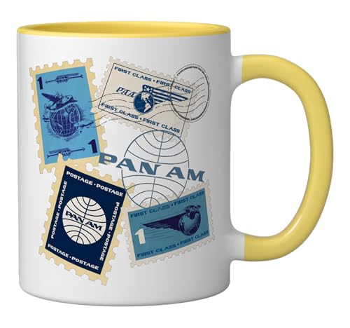 Taza de cerámica Pan Am con diseño de sellos de 11 onzas miniatura 2