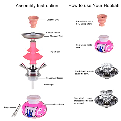 Gochoi 30,5 Cm Shisha Groß Set Komplettset Mit Hookah 2 Anschlüsse Stabilisierender Glasvasenbasis,Verbesserter Shisha… – Bild 3