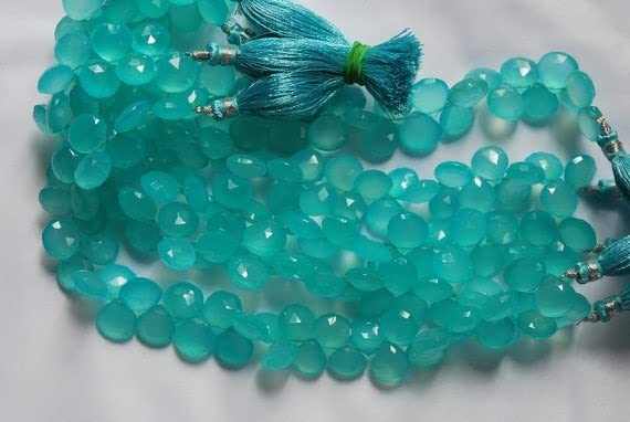 Aqua Chalcedony Faceted Heart de qualité AAA pour la haute joaillerie
