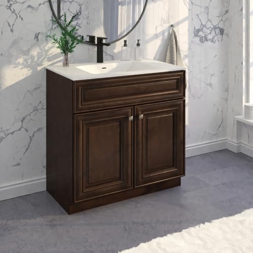 Bathroom Vanity Sink Base Ready-to-Assemble Bathroom Cabinet 24'/30'/36' Width (Vanity Base in Maple Walnut, 36 inch)