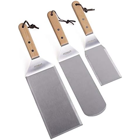 DflowerK Professional Metal Spatula Set Stainless Steel Griddle Scraper Oversized Hamburger Turner Flat Spatula Great for BBQ Cast Iron Griddle Grill Cover