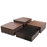 24PCS Wood Plastic Composite Patio Deck Tiles, 12"x12" Interlocking Deck Tiles, Water Resistant for Indoor & Outdoor, 24 sq. ft(1 sq. ft x 24)