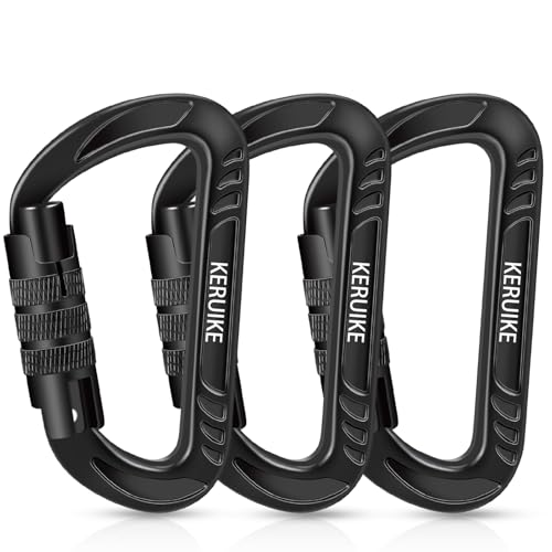 KERUIKE 12kN Heavy Duty Carabiner Clips,Lock Carabiners Small D Ring for Securing Pets, Camping, Hiking, Hammock, Keychains