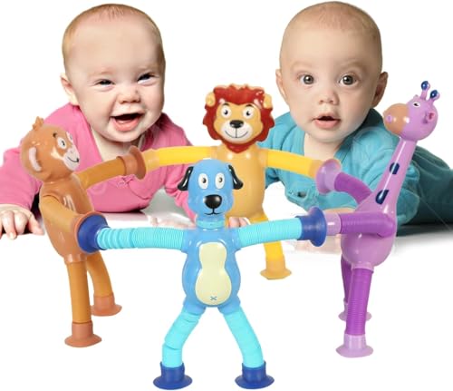 Image of Amitasha 3 Pcs Telescopic Suction Cup Giraffe Toys Shape Changing Pop Fidget Tubes Sensory Toys for Girls Boys