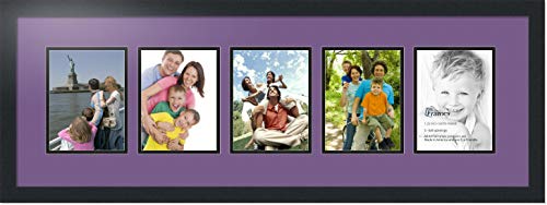 ArtToFrames Collage Photo Frame Double Mat with 5-6x8 Openings with Satin Black Frame and Grape mat.