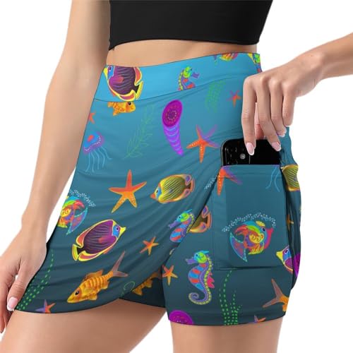 Jupe short de golf et running Hippocampe Femme pour le sport quotidien