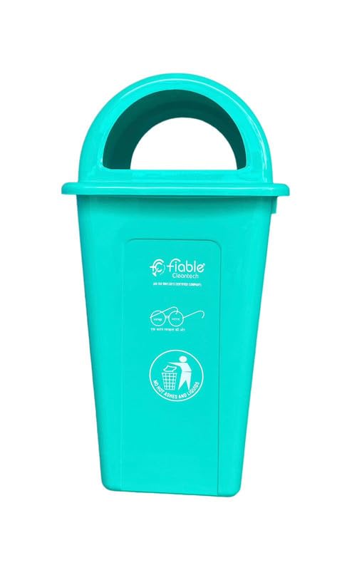 Image of 90L Green Plastic Dome Lid Dustbin | Heavy Duty Outdoor Trash Can for Home, Office & Society